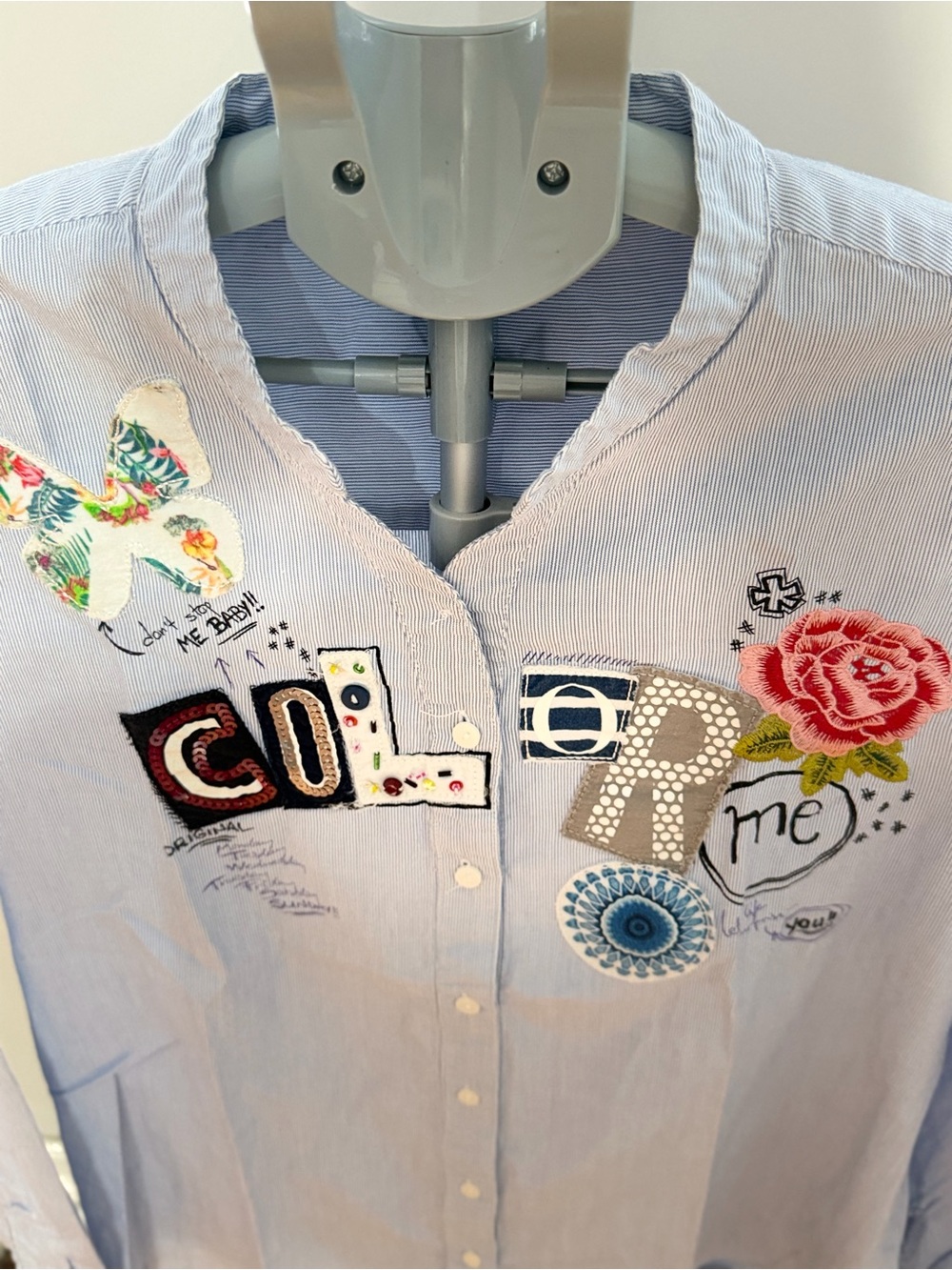 Desigual Embroidered Cotton Button-Up Shirt – Size L - Picture 4 of 9